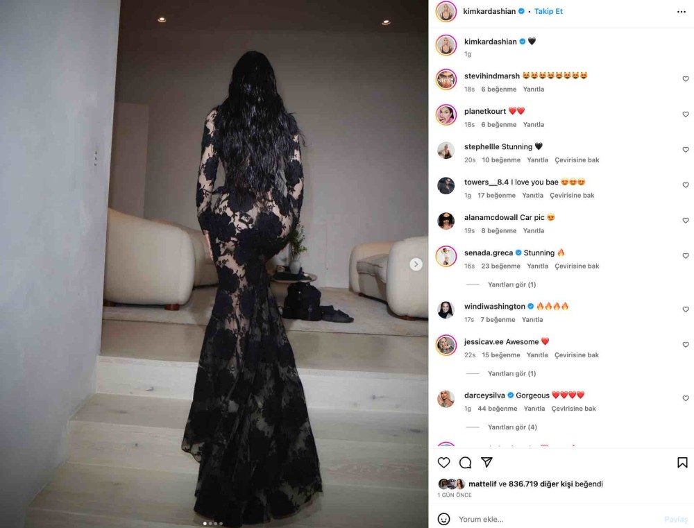 kim kardashian in transparan elbise paylasimi gundem oldu